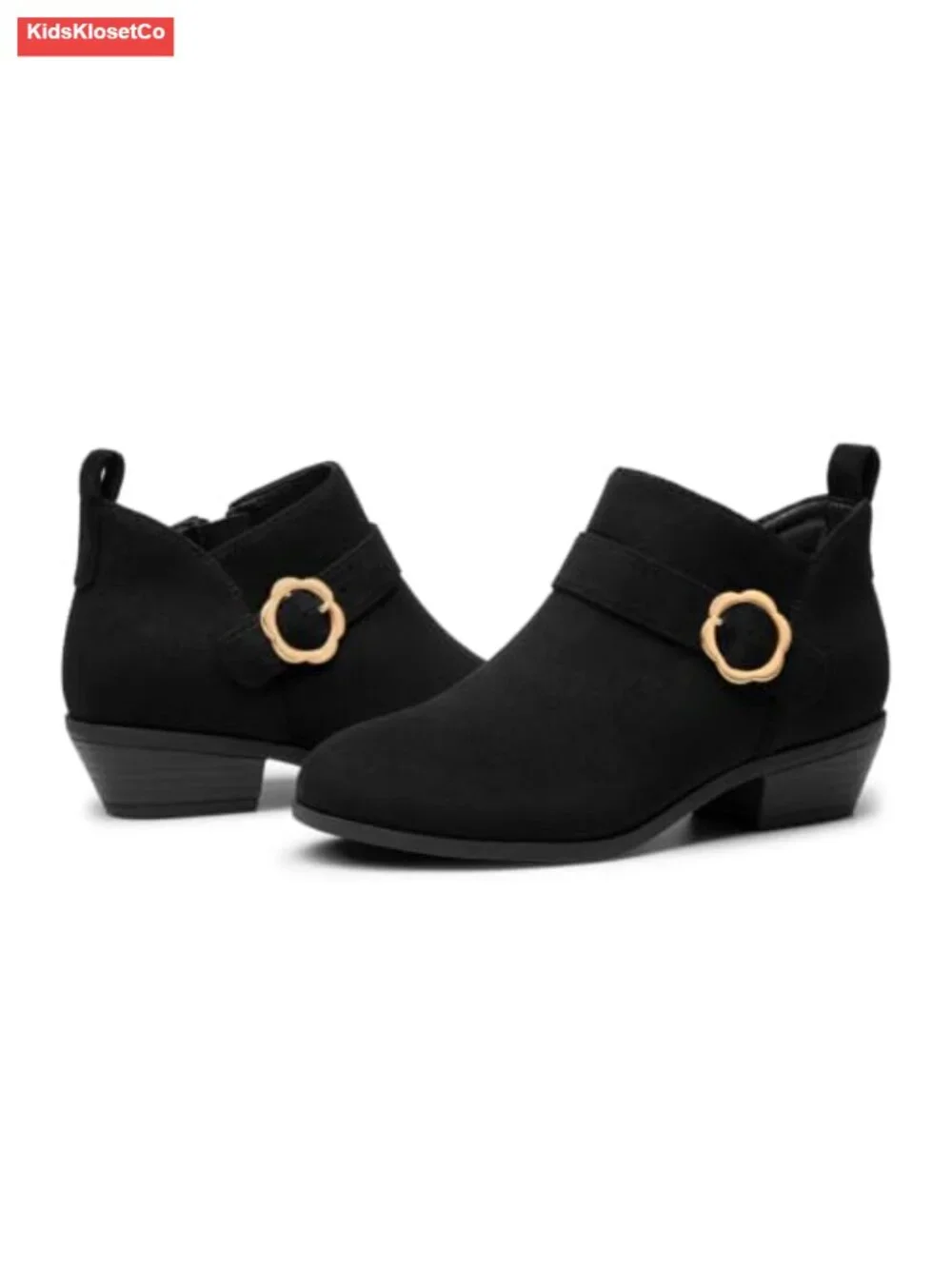Toddler Girls Ankle Boots Round Toe Side Zipper Block Heel PU